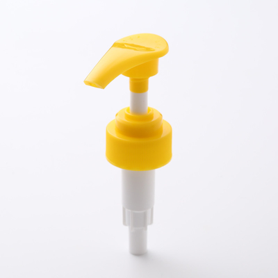 A loção amarela do plástico da cor bombeia 28/400 de bomba líquida do distribuidor do sabão da mão