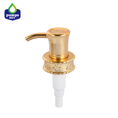 Bomba dispensadora de loção dourada luxuosa para gel cosmético ou frasco de xampu 33/410