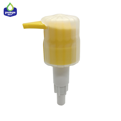Bomba dispensadora de gel de limpeza de cor amarela com gola transparente tamanho 33/410