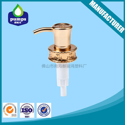 Do distribuidor plástico do sabão da bomba da loção da garrafa 410 da fabricação 33 revestimento UV Matt Gold Collar de alumínio